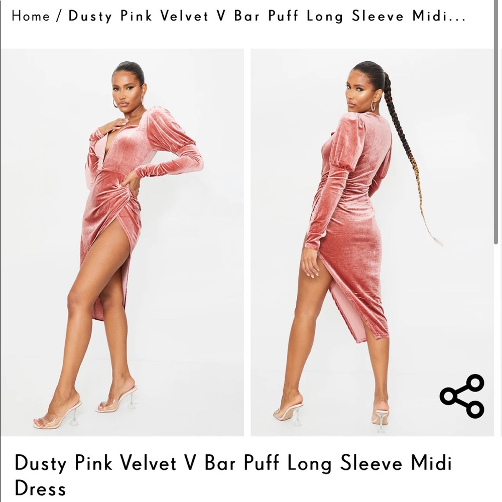 NEW! Dusty Pink Velvet Long Sleeve Dress
